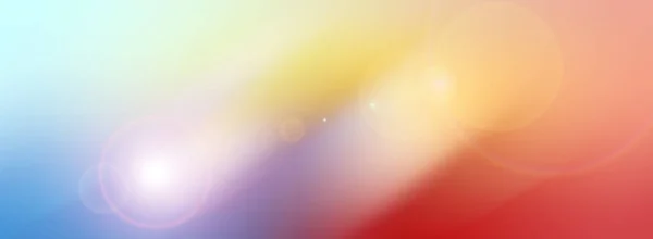 Red and yellow blue gradient background with oblique white stripes with lens flare effect. Long banner, copy space