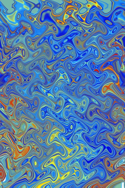 Heldere Aquarelachtergrond Fantasie Psychedelisch Abstract Patroon Blauwe Tinten Verticale Foto — Stockfoto
