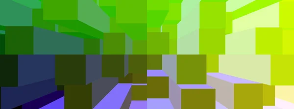 Liliowo Zielone Tło Gradientowe Blokami Objętościowymi Sztandar Wiatru — Zdjęcie stockowe