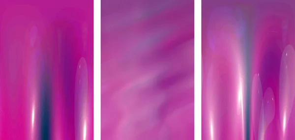 Abstract gradient bright lilac background with blurred lines. Long banner, set of 3 vertical images.