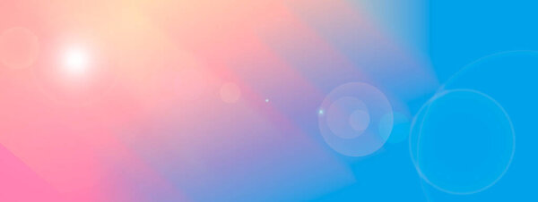 Размытый голубой розово-бежевый фон с эффектом блика линз. Длинное знамя, градиент. Длинное знамя