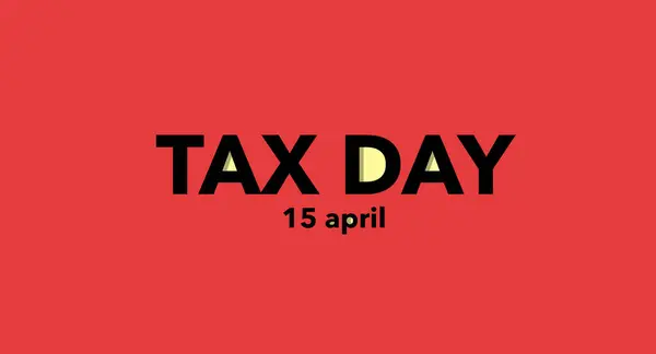 Tax day text on a red background with lens flare effect, gradient.