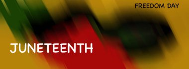 Haziran özgürlük günü - afişte siyah, kırmızı ve sarı, yeşil renkler olan yazı. parlak desen