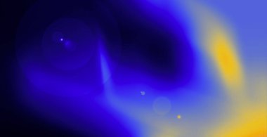 Parlak mavi ve sarı soyut gradyan, ince mercek alevi. Teknoloji, sanat veya dijital tasarım için mükemmel. Fantastik alan arkaplanı.