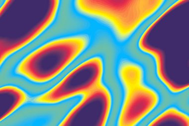 Soyut değişken sıvı şekilleri parlak mavi, sarı ve kırmızıdır. Dijital tasarım, sunum, web sitesi veya markalaşma için mükemmel.