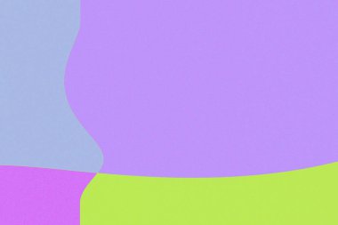 Menekşe kıvrımları, şekilleri ve gürültü dokusuyla soyut geometri. Menekşe, leylak ve neon yeşil kıvrımlı şekillerle parlak soyut kompozisyon. 