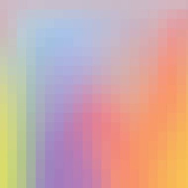 Gökkuşağı gradyanı, tıkanmış piksel tarzı ve yumuşak sesi var. Web, posterler ve modern grafikler için modaya uygun dijital arkaplan.