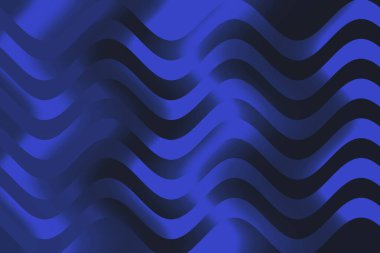 Derin mavi soyut arkaplan ve eğimli dalgalar. Teknoloji, dijital ya da modern markalaşma için şık ve dramatik bir doku.