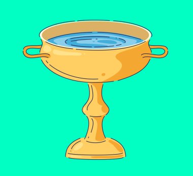 Zarif bir zarafet, tarz ve entelektüellik sergileyen berrak suyla dolu nefes kesici bir altın kupa kasesi.