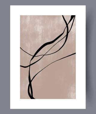 Bu, yumuşak ve sıcak bej arkaplan üzerine kurulmuş zarif siyah çizgilerin yer aldığı minimalist bir sanat eseri.