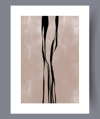 Bu zarif ve büyüleyici soyut sanat eserleri yumuşak bej bir tuvalde güzel bir şekilde sergilenen siyah çizgilere sahiptir.