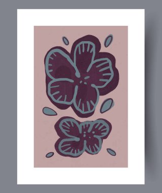 Bu canlı ve sanatsal bir çiçek çizimi zengin ve derin renklerle bestelenmiş cesur şekiller içeriyor.