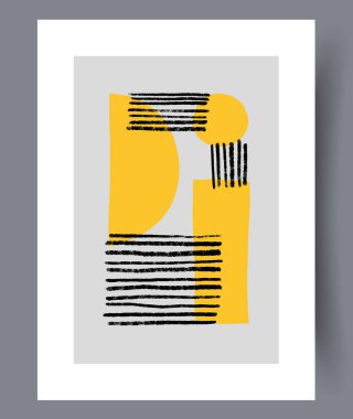 Parlak sarı ve koyu siyah renkli geometrik şekiller içeren canlı ve soyut bir tasarım.