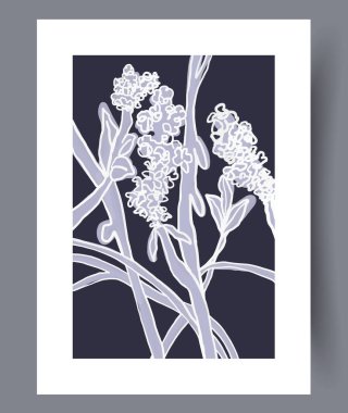 Hassas çiçekleri koyu bir arka plana karşı koyan, modern ev dekorasyonu için mükemmel bir tasvir.