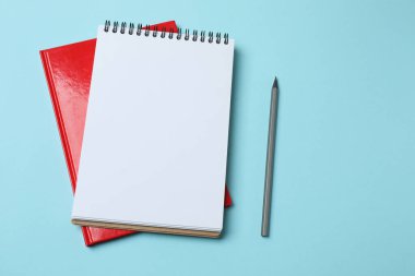 Renk arkaplanı üzerine dizüstü bilgisayar ve kalem.