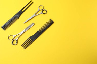 Renk arkaplan, üst görünüm kuaför araçları