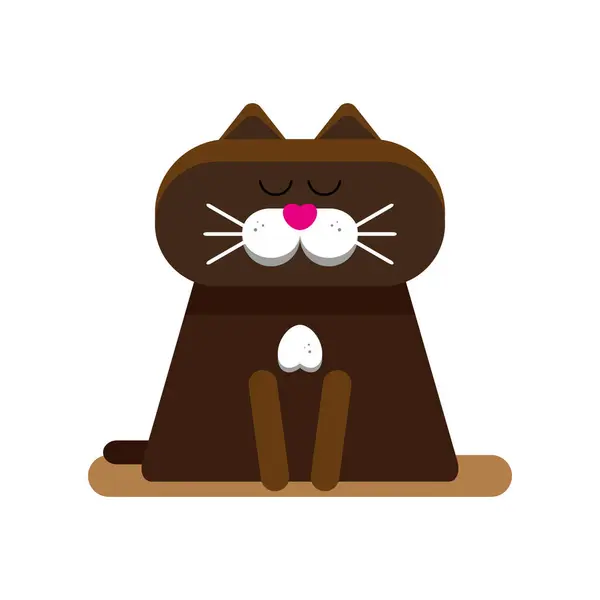 Gözleri kapalı oturan kahverengi kedi. Görüntü.