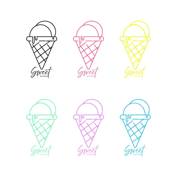 dondurma vektör simgesi seti, renkler, resimler, logo, basit