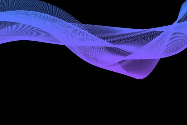 Siyah arka planda birbirine dokunmuş mavi ve mor dalga desenleri içeren dijital soyut sanat. İnce ağ çizgileri derinlik ve dinamik hareket yaratır.