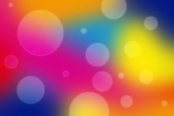 Sarı, turuncu, pembe, kırmızı, mavi ve yeşil tonlara sahip parlak, şeffaf daireler içeren soyut dijital sanat eserleri.