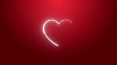 Kırmızı Arkaplanda Parlayan Neon Heart Sembolü Sevgililer Günü Animasyonu