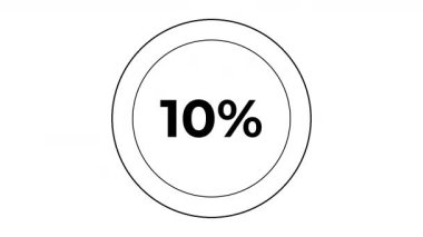İki dairenin aynı anda yüklendiği, yüzde sayacının% 0 'dan% 100' e çıktığı, beyaz arka planda% 100 'e ulaştığı dinamik bir animasyon..