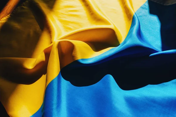 Vlag Van Oekraïne Nationale Gele Blauwe Vlag Met Harde Schaduwen — Stockfoto