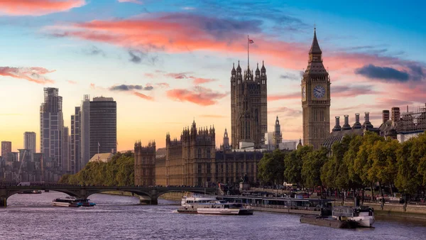 Historická Památka Big Ben Westminsterském Paláci Cloudy Sunset Sky Art — Stock fotografie