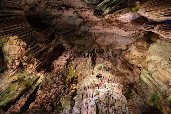 Saint Michaels Höhle Mit Bunten Lichtern Natürliche Felsformation Gibraltar Großbritannien — Stockfoto