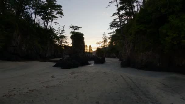Plage Sable Sur Pacific Ocean Coast View Sunset Sky Baie — Video