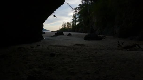Grotta Vicino Alla Spiaggia Sabbia Sulla Pacific Ocean Coast View — Video Stock