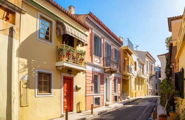 Plaka Quartiere Storico Atene Grecia Case Residenziali Una Strada Colorata — Foto Stock