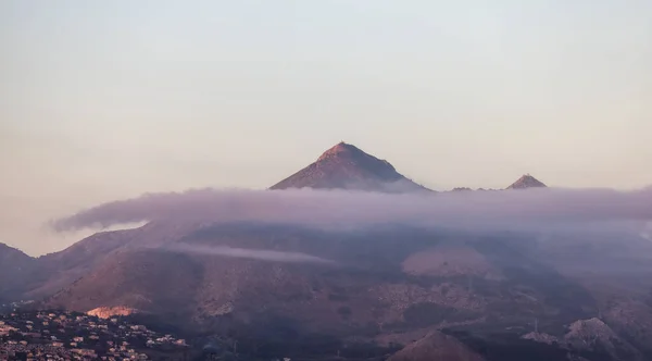 Palermo Sicilya Talya Dağları Olan Yerleşim Yerleri Gündoğumu Gökyüzü — Stok fotoğraf