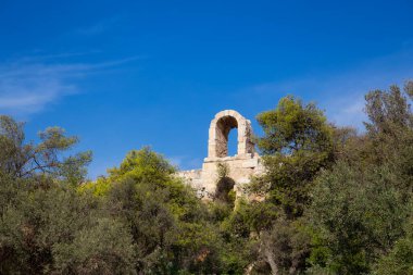 Yunanistan 'ın başkenti Atina' da tarihi eser, Atticus Kahramanı Odeon. Güneşli Gün