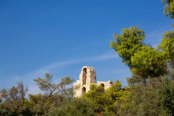 stock image Historic Landmark, Odeon of Herodes Atticus, in the Acropolis of Athens, Greece. Sunny Day