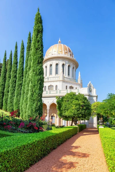 Bahai Gardens Haifa Israel Molnblå Himmel Turistattraktion — Stockfoto