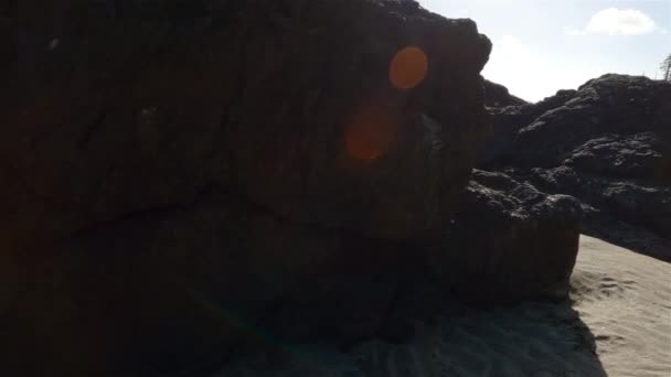 Sandstrand Stilla Havets Kustutsikt Solig Blå Himmel San Josef Bay — Stockvideo