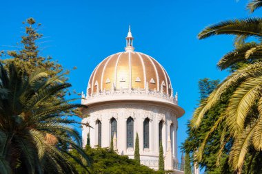 Hayfa, İsrail 'deki Bahai Bahçeleri. Güneşli bir gün. Turist Çekimi.