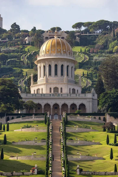 Bahai Gardens Haifa Israel Morgon Soluppgång Turistattraktion — Stockfoto