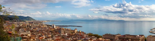 Τουριστική Πόλη Δίπλα Στη Θάλασσα Σαλέρνο Ιταλία Αεροφωτογραφία Cityscape Και — Φωτογραφία Αρχείου
