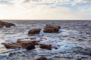 Rocky Coast, İtalya 'nın Sorrento şehrindeki bir parkta. Amalfi Sahili. Doğa Arkaplanı
