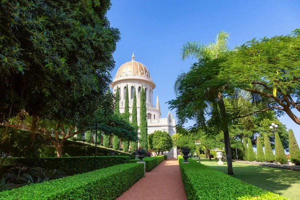 Bahai Gardens Haifa Israel Molnblå Himmel Turistattraktion — Stockfoto