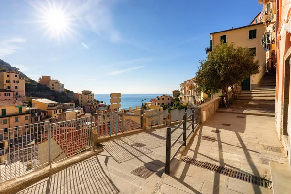 Colorful Apartment Homes Touristic Town Riomaggiore Italy Cinque Terre National — Stock Photo, Image