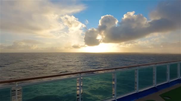 Dramatic Colorful Sunrise Sky North Atlantic Ocean View Ship Cloudscape — Video