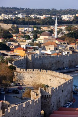 Historic Old Town in City on the Mediterranean Sea, Rhodes, Greece.