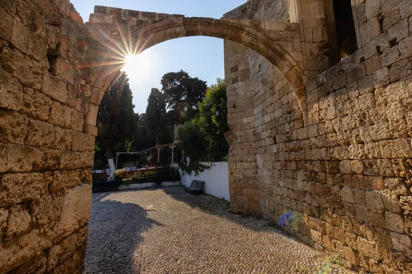 Ruines Historic Old Town Rhodes Greece Sunny Morning — Stock Photo, Image