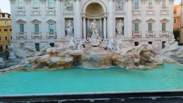 Trevi Fountain Historic Landmark Rome Italy Slow Motion Cinematic — 비디오