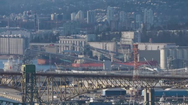 Burnaby British Columbia Canada January 2023 Second Narrows Bridge Industrial — Stock videók