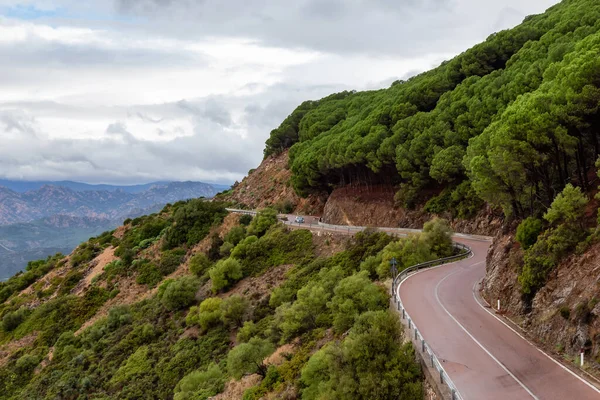 Scenic Highway Orientale Sarda Mountain Landscape Cloudy Rainy Day Sardinia — Photo