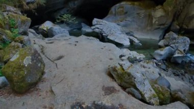 Canadian Nature Landscape with river. Adventure Travel. Little Huson Caves Park, Vancouver Island, British Columbia, Canada. Slow Motion Cinematic